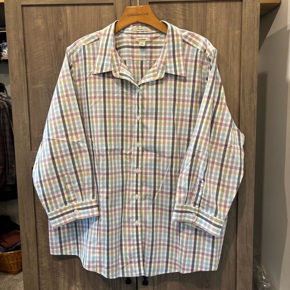 L.L. Bean Women’s 2X Plaid Button Down Shirt Wrinkle Free Top - Picture 1 of 11